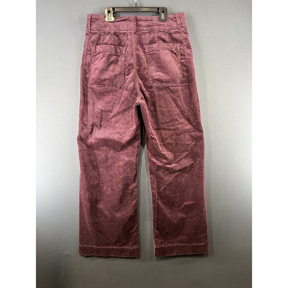 New Anthropologie Maeve Colette Size 31 Cropped Corduroy Wide Leg Pants Purple - Picture 5 of 10